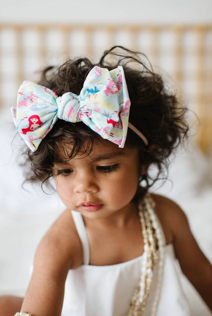 Baby Bling Bows - PRINTED FAB SKINNY: blush / ocean maiden