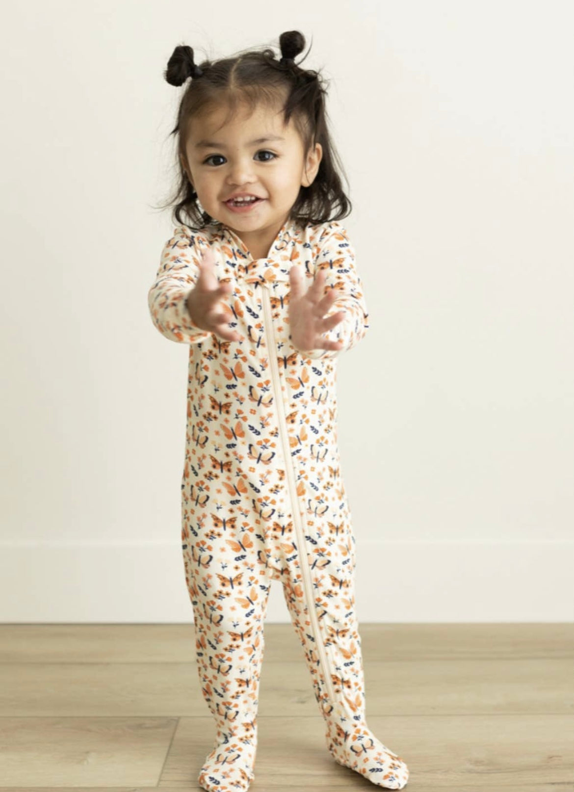 Bird & Bean® - Baby Footed Zip Romper - Butterfly Flutter