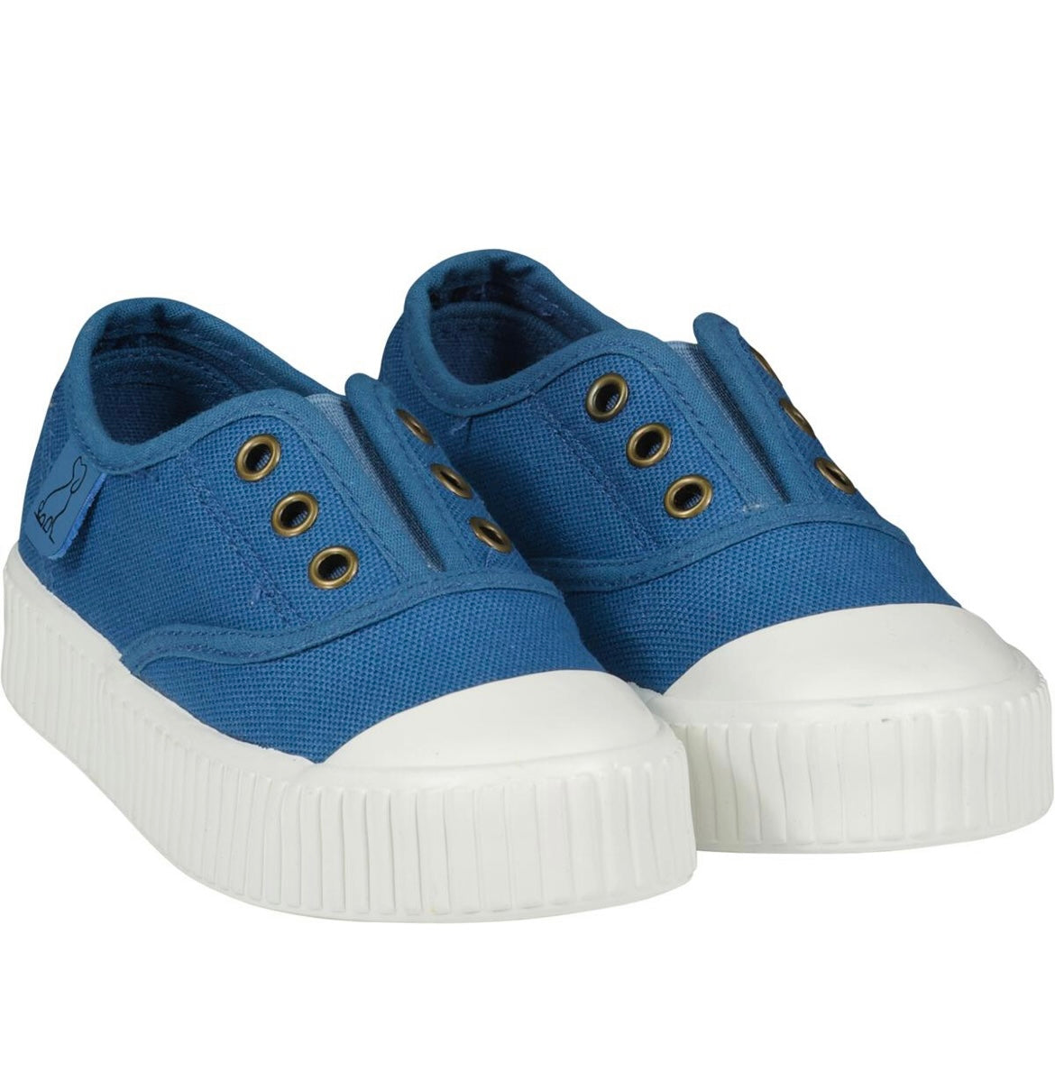 Blue canvas plimsoll shoes