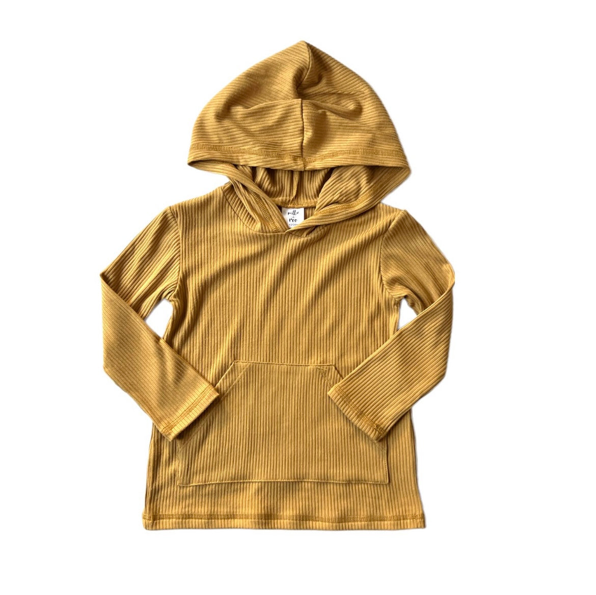 millie + roo - LONG SLEEVE- Dijon Rib Pocket Hoodie