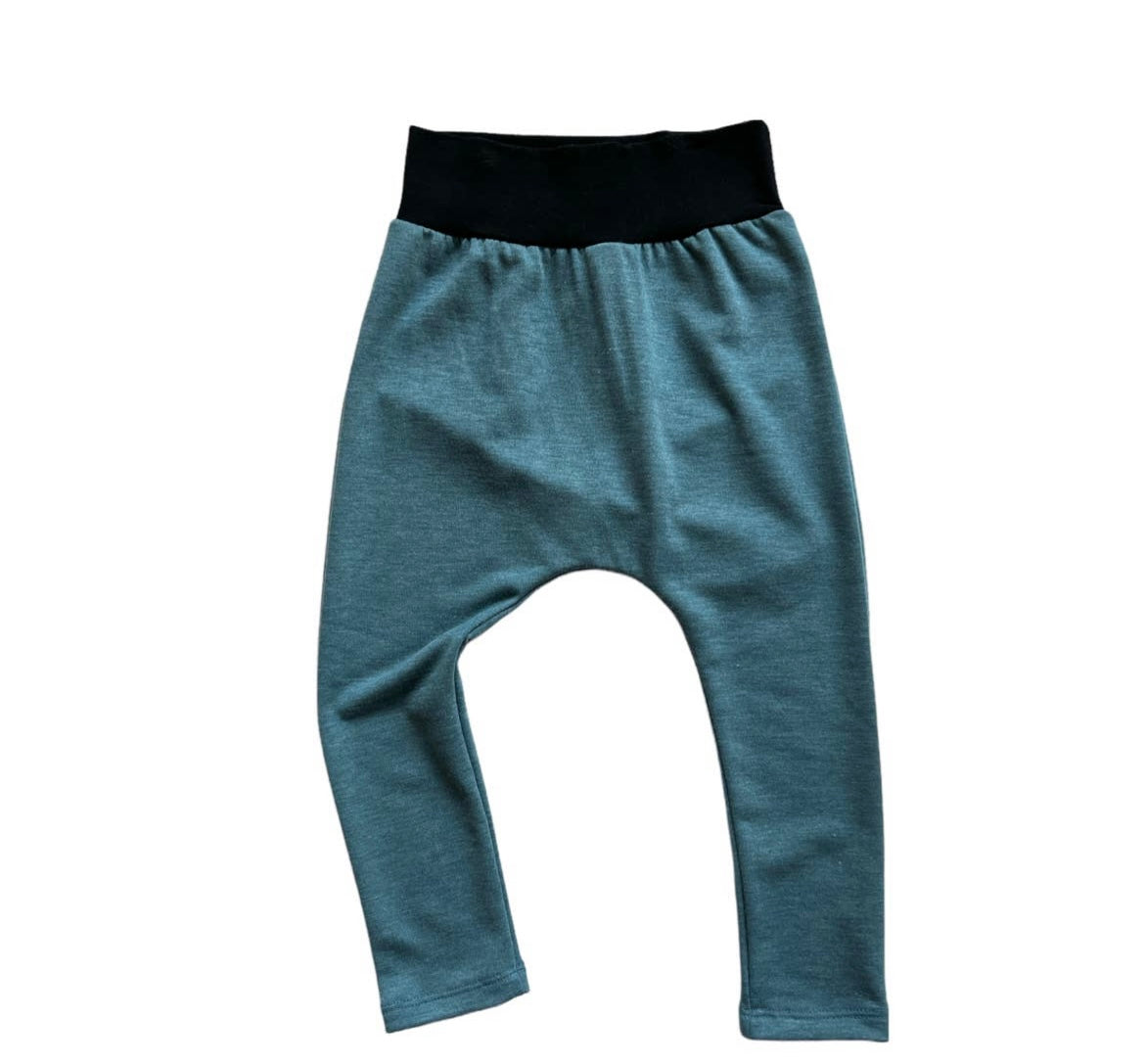 millie + roo - HAREM PANTS- Teal Stretch French Terry