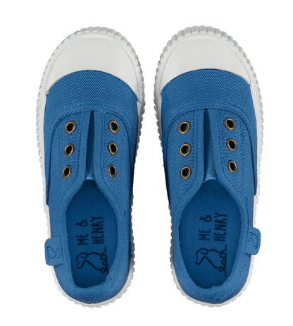 Blue canvas plimsoll shoes