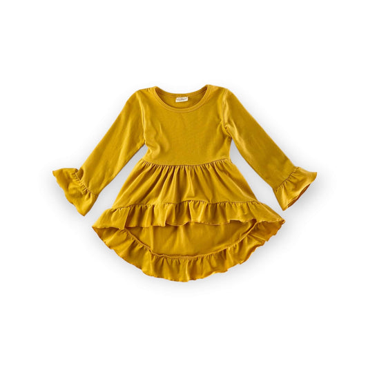 Golden Yellow Ruffle Tiered Tunic