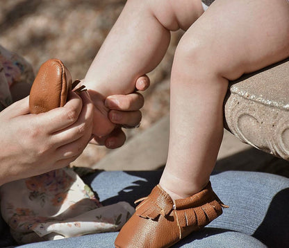 BirdRock Baby - Baby Moccasins - Genuine Leather Baby Shoes (Classic Brown)