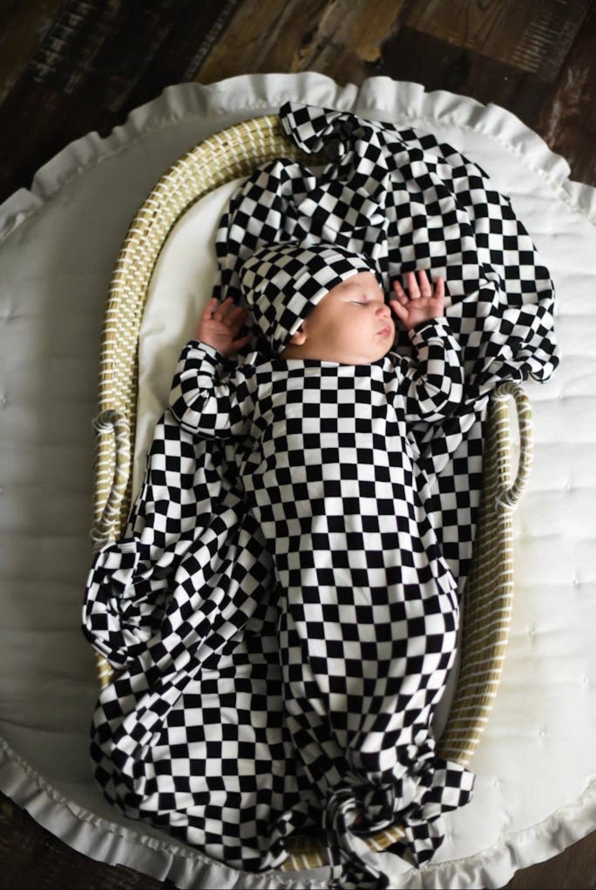 millie + roo - KNOT GOWN- B+W Checkered