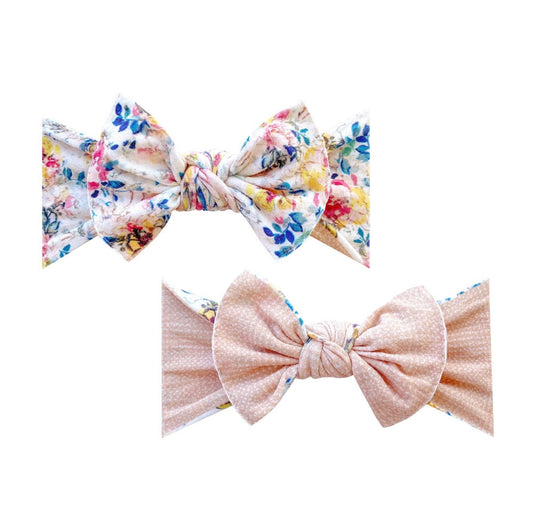 Baby Bling Bows - REVERSE-A-BOW: girl vibes - floral / rose quartz