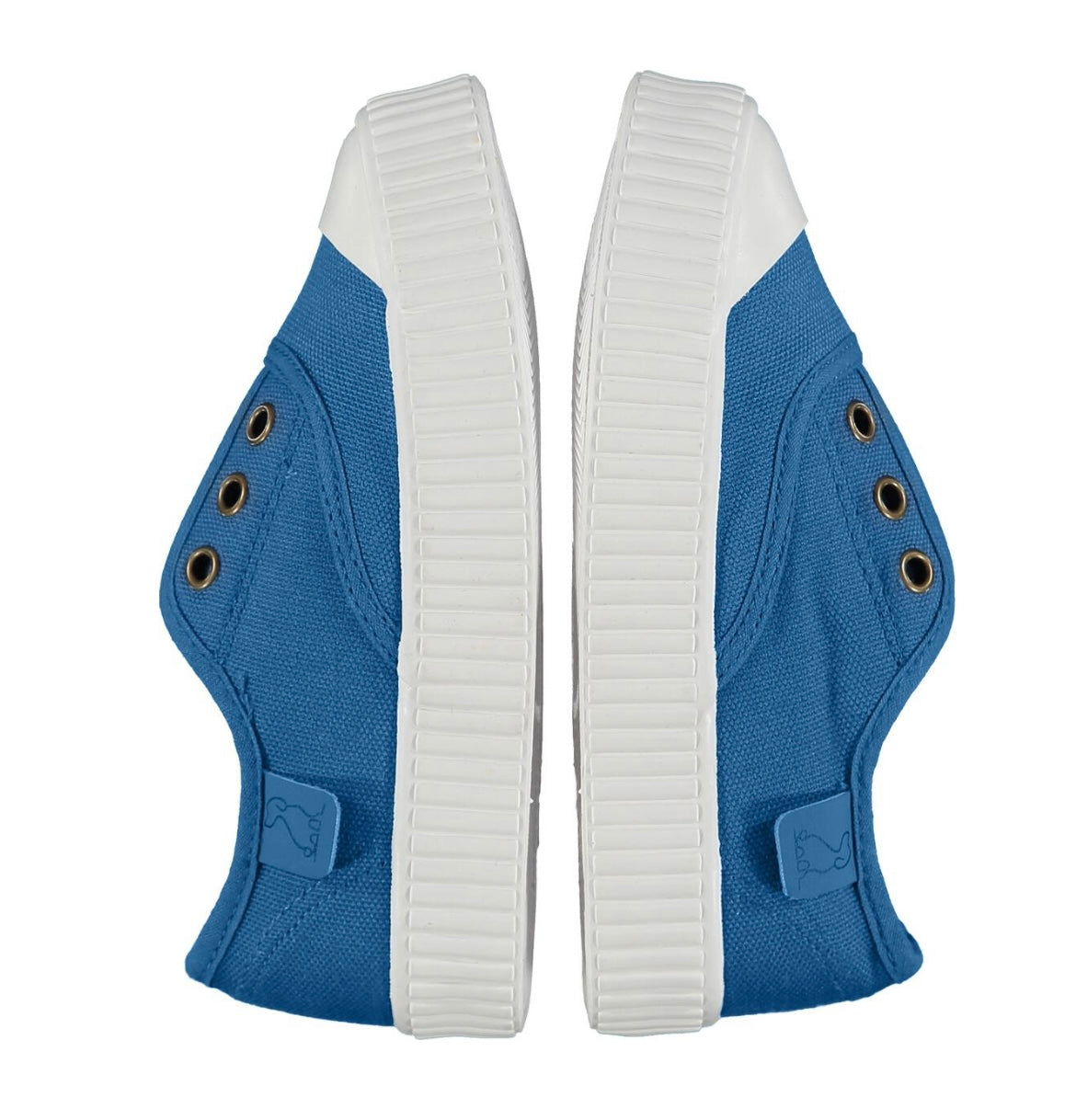 Blue canvas plimsoll shoes