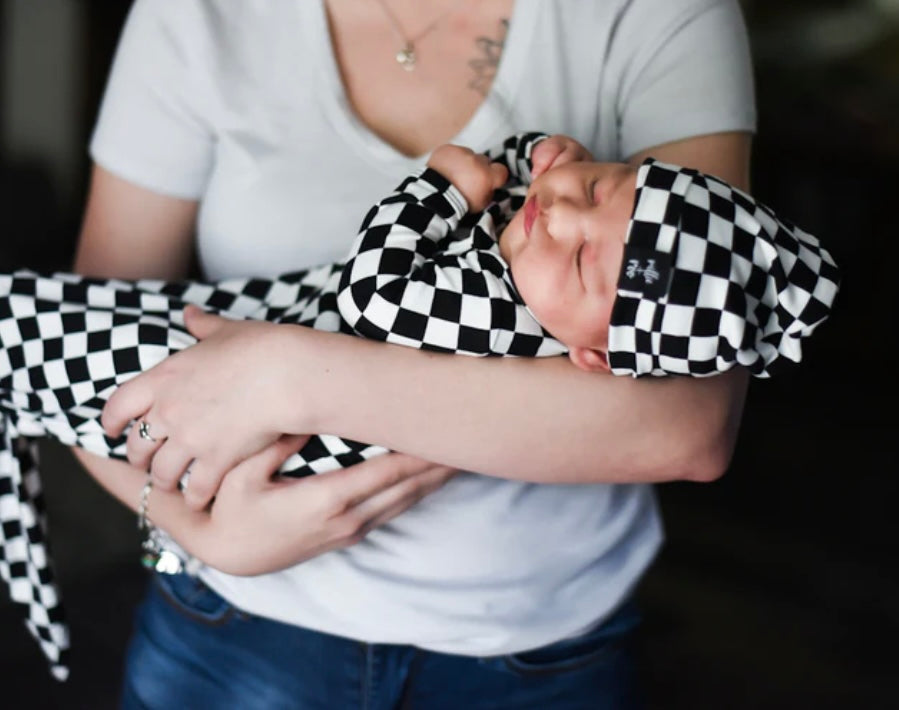 millie + roo - KNOT GOWN- B+W Checkered