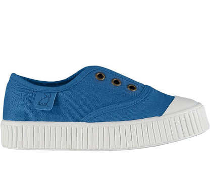 Blue canvas plimsoll shoes