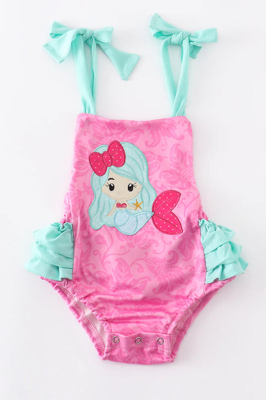 Pink Mermaid Ruffle Baby Romper